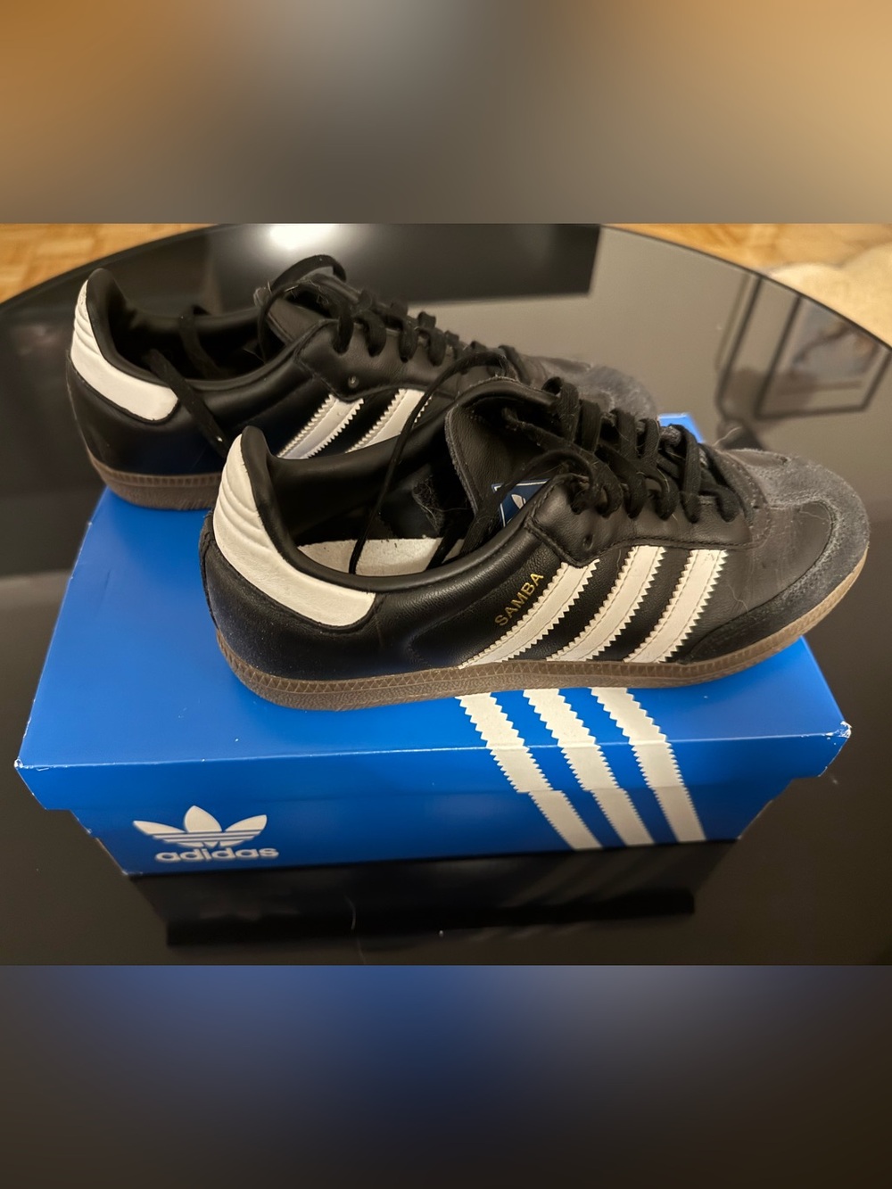 Adidas Samba Women’s Black and White Leather Sneakers-size US 5